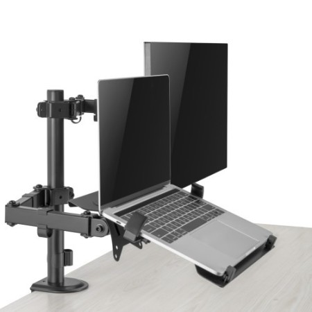 EWENT SOPORTE DE MONITOR HASTA 34” CARGA MÁXIMA 9KG. CON SOPORTE PARA PORTÁTIL