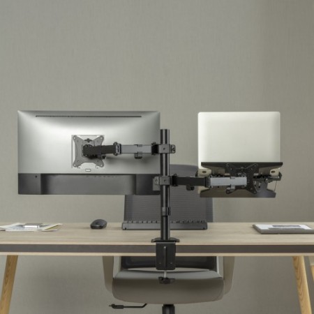 EWENT SOPORTE DE MONITOR HASTA 34” CARGA MÁXIMA 9KG. CON SOPORTE PARA PORTÁTIL