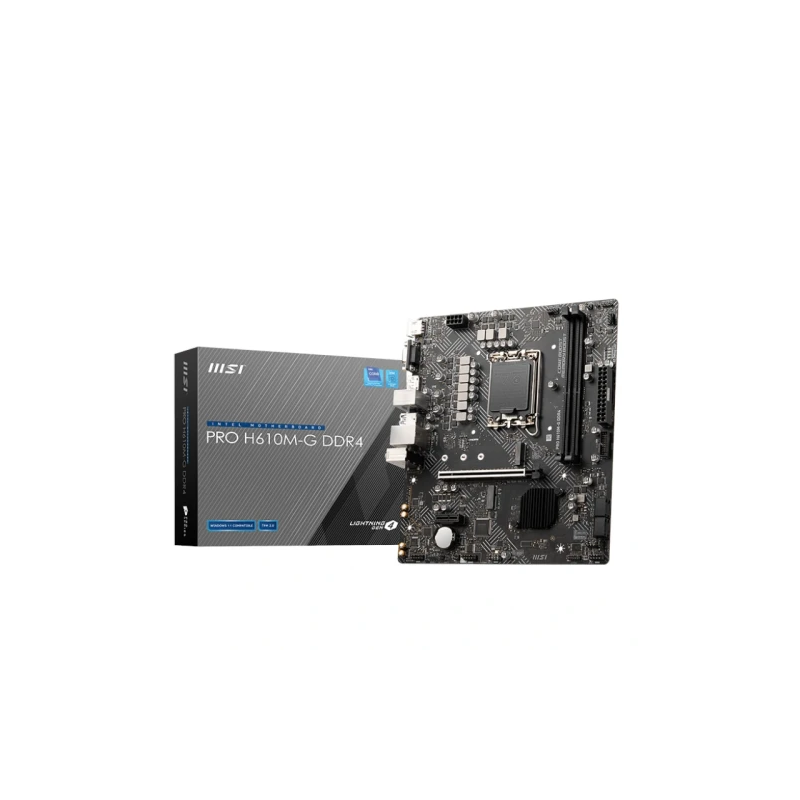 PLACA MSI PRO H610M-G,INTEL,1700,H610,2DDR5,96GB,VGA+HDMI+DP,4SATA3+1M.2,2USB2.0,2USB3.2,USB-C,1GBLAN,MATX