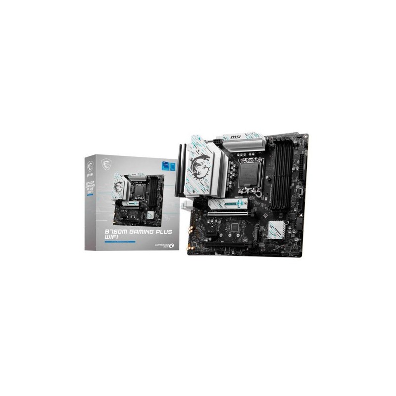 PLACA MSI B760M GAMING PLUS WIFI,INTEL,1700,B760,4DDR5,192GB,2HDMI+2DP,4SATA+2M.2,5USB 3.2+2USB-C,2.5GB+WIFI6E+BT5.3,MATX