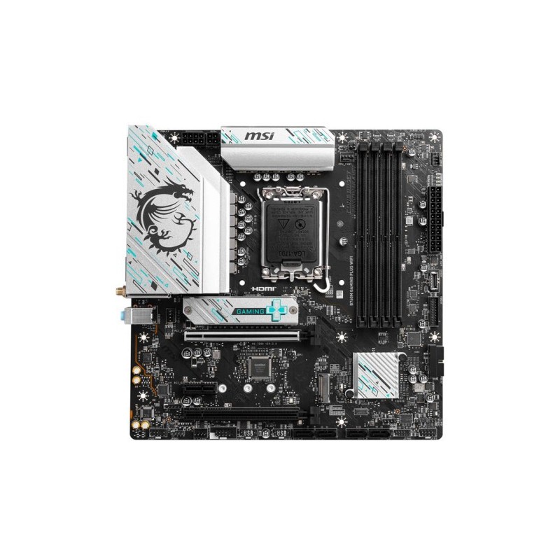 PLACA MSI B760M GAMING PLUS WIFI,INTEL,1700,B760,4DDR5,192GB,2HDMI+2DP,4SATA+2M.2,5USB 3.2+2USB-C,2.5GB+WIFI6E+BT5.3,MATX
