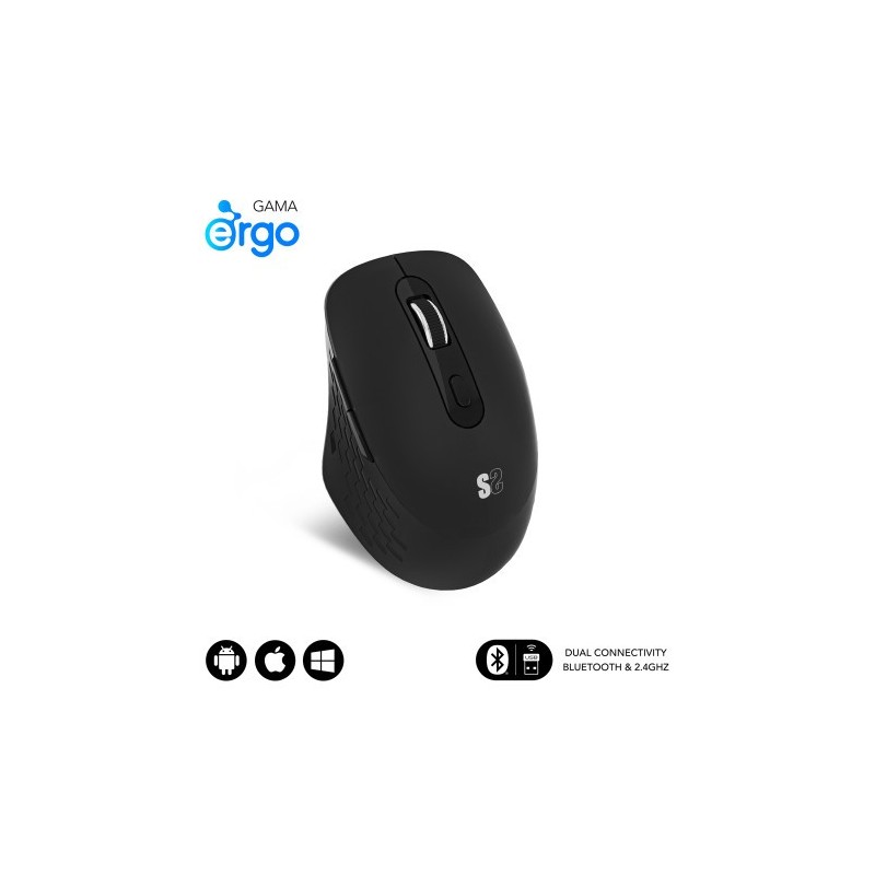 SUBBLIM Ratón CURVE ERGO DUAL MOUSE BATTERY BLACK