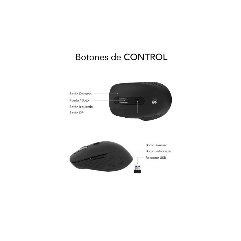 SUBBLIM Ratón CURVE ERGO DUAL MOUSE BATTERY BLACK