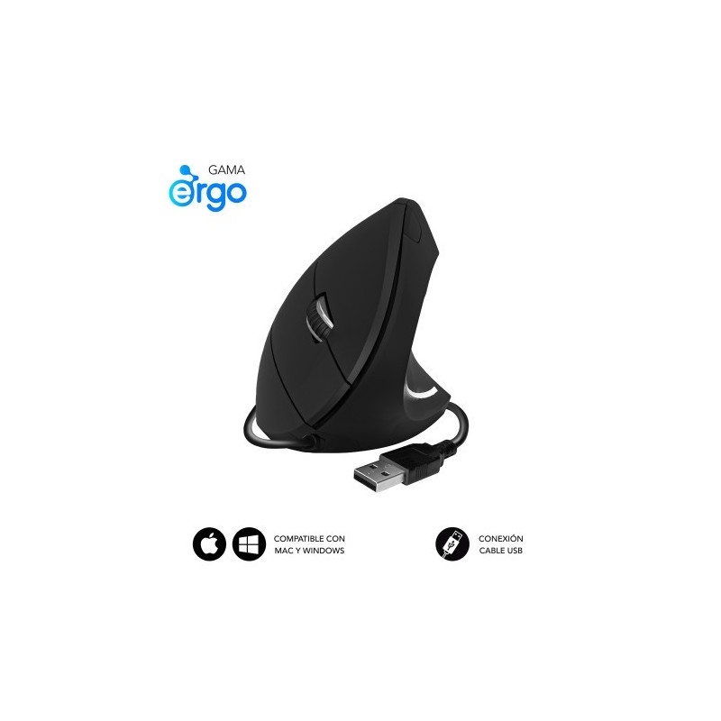 SUBBLIM Ratón GLIDE VERTICAL ERGO WIRED MOUSE BLACK