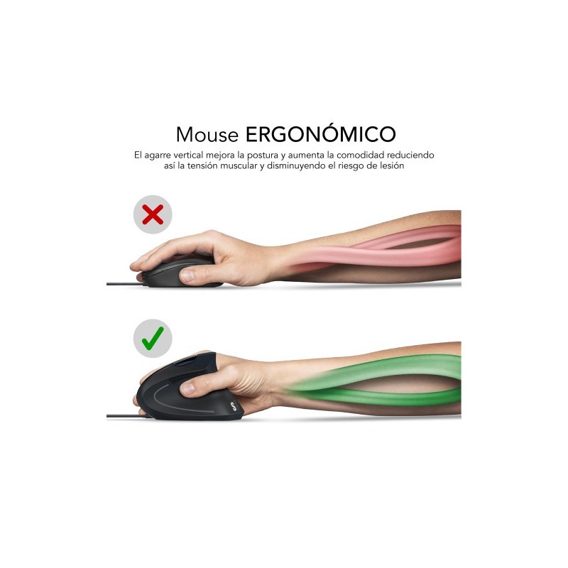 SUBBLIM Ratón GLIDE VERTICAL ERGO WIRED MOUSE BLACK