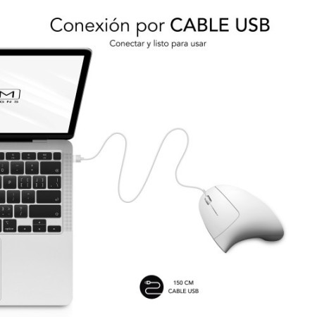 SUBBLIM Ratón GLIDE VERTICAL ERGO WIRED MOUSE WHITE