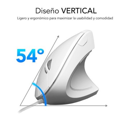 SUBBLIM Ratón GLIDE VERTICAL ERGO WIRED MOUSE WHITE