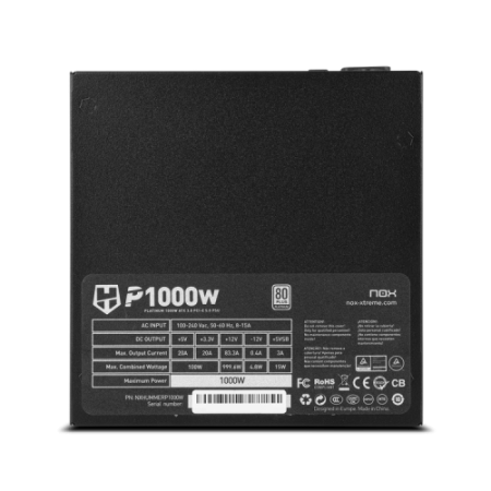 NOX Hummer P 1000W unidad de fuente de alimentación 24-pin ATX ATX Negro
