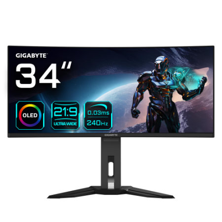 Gigabyte MO34WQC2 pantalla para PC 86,4 cm (34″) 3440 x 1440 Pixeles Wide Quad HD OLED Negro