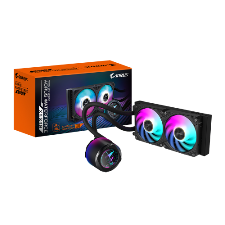 GIGABYTE Refrigeración líquida AIO AORUS WATERFORCE X II 240 para CPU - 2 ventiladores ARGB de 120 mm, pantalla LCD a todo color