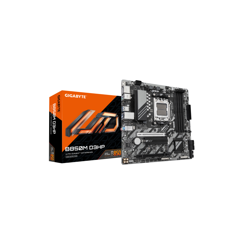 GIGABYTE B850M D3HP Placa Base - Procesadores AMD Ryzen Serie 9000, 5+2+2 fases VRM digitales, hasta 8200MHz DDR5 (OC), 1xPCIe 5