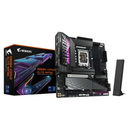 GIGABYTE B860M AORUS ELITE WIFI6E Placa base - CPUs Intel Core Ultra, VRM de 12+1+2+1 fases, hasta 9200MHz DDR5, 1xPCIe 5.0 + 2x