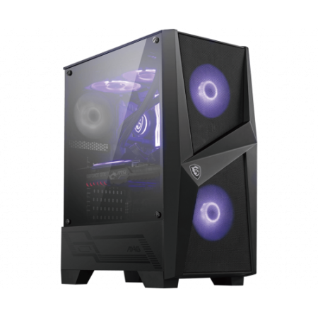 CAJA MSI MAG FORGE 100M,3x2.5″+2x3.5”,3x120MM (RGB) +1x120MM,2xUSB3.2+AUDIO+MICRO,MID-TOWER,NEGRA