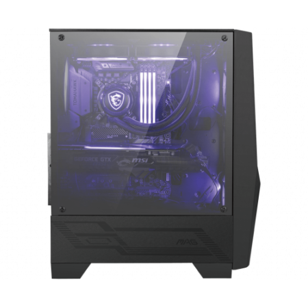 CAJA MSI MAG FORGE 100M,3x2.5″+2x3.5”,3x120MM (RGB) +1x120MM,2xUSB3.2+AUDIO+MICRO,MID-TOWER,NEGRA