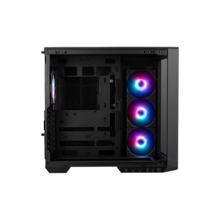CAJA MSI MAG PANO 100R PZ,3x2.5″+2x2.5″/3.5”,3x120+1x120MM (ARGB),2xUSB3.2+1USB3.2 TYPE C+AUDIO+MICRO,MID TOWER,NEGRA