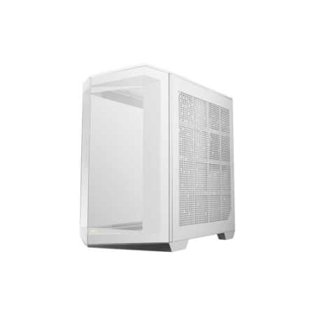 CAJA MSI MAG PANO 100R PZ WHITE,3x2.5″+2x2.5″/3.5”,3x120+1x120MM (ARGB),2xUSB3.2+1USB3.2 TYPE C+AUDIO+MICRO,MID TOWER,BLANCA