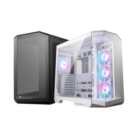 CAJA MSI MAG PANO 100R PZ WHITE,3x2.5″+2x2.5″/3.5”,3x120+1x120MM (ARGB),2xUSB3.2+1USB3.2 TYPE C+AUDIO+MICRO,MID TOWER,BLANCA