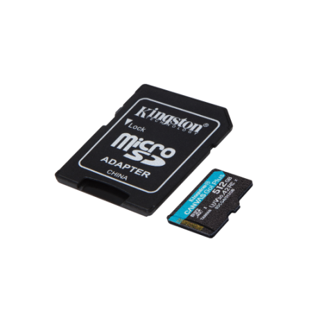 Kingston Technology Tarjeta microSDXC Canvas Go Plus Gen4 de 512 GB, 200 MB/s, A2 U3 V30 y adaptador