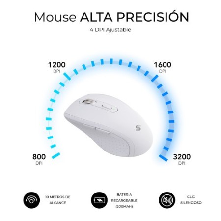 SUBBLIM Teclado con ratón COMBO DUAL OFFICE PROWAVE WHITE