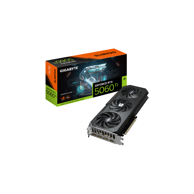 GIGABYTE GeForce RTX 5060 Ti GAMING OC 8G Tarjeta Gráfica – 8 GB GDDR7, 128 bits, PCI-E 5.0, 2647 MHz Frecuencia del núcleo, 3 x