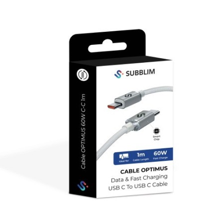 SUBBLIM CABLE OPTIMUS 60W C-C 1m WHITE
