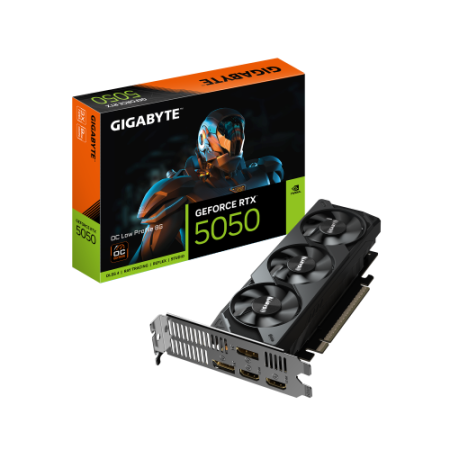 GIGABYTE GeForce RTX 5050 OC Low Profile 8G Tarjeta Gráfica - 8GB GDDR6, 128bit, PCI-E 5.0, 2587MHz Frecuencia del núcleo, 2 x D