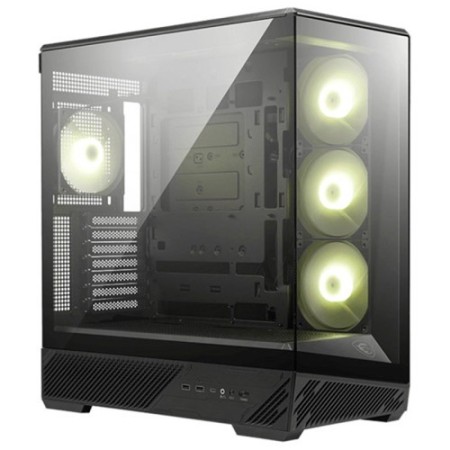 CAJA MSI MAG PANO 130R PZ,3X2.5″+2X2.5″/3.5”,3X120+1X120MM (ARGB),2XUSB3.2+1USB3.2 TYPE C+AUDIO+MICRO,MID TOWER,NEGRA