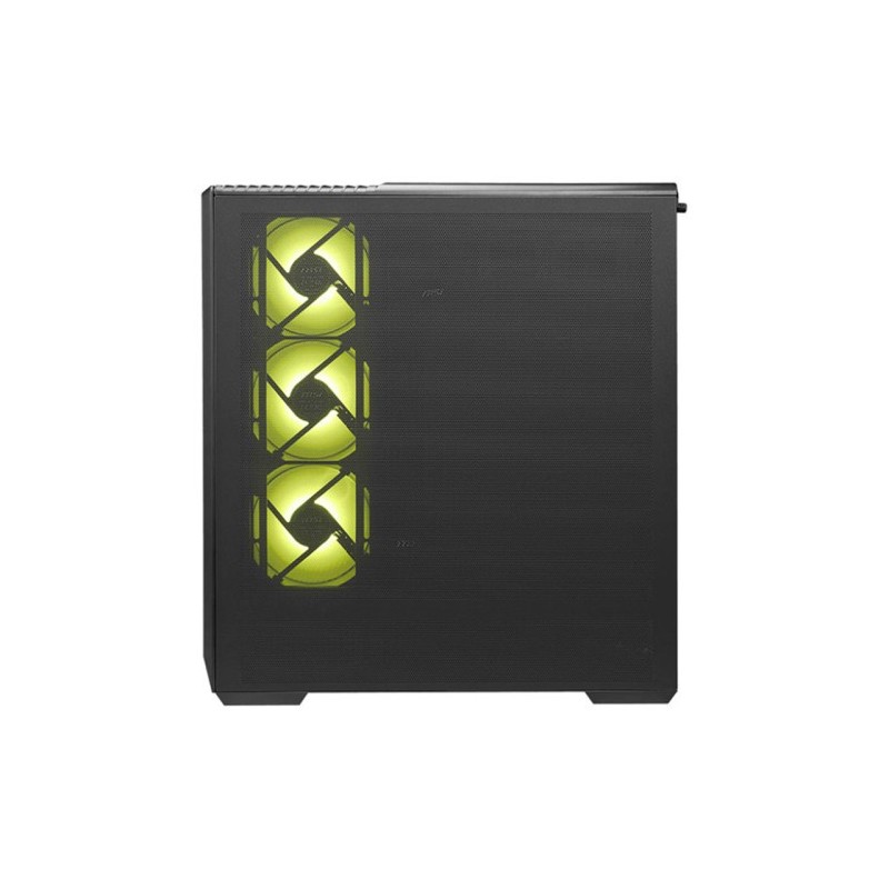 CAJA MSI MAG PANO 130R PZ,3X2.5″+2X2.5″/3.5”,3X120+1X120MM (ARGB),2XUSB3.2+1USB3.2 TYPE C+AUDIO+MICRO,MID TOWER,NEGRA