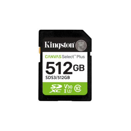 Kingston Technology 512 GB SDXC Canvas Select Plus Gen3 150 MB/s C10 UHS-I U3 V30