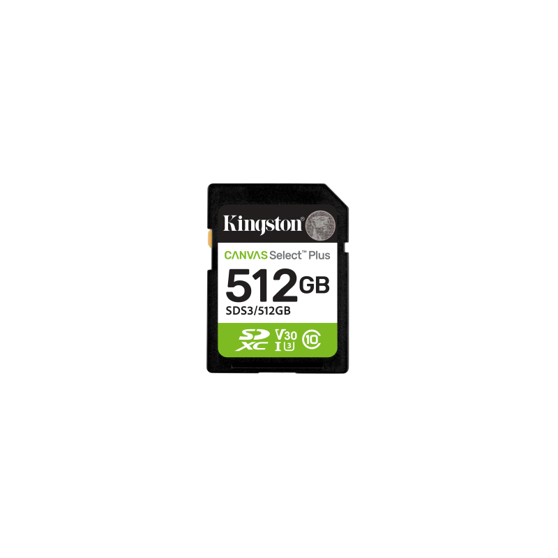 Kingston Technology 512 GB SDXC Canvas Select Plus Gen3 150 MB/s C10 UHS-I U3 V30