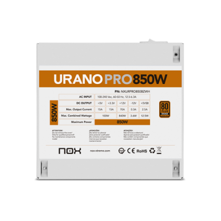 NOX Urano PRO White 850W Bronze unidad de fuente de alimentación ATX Blanco