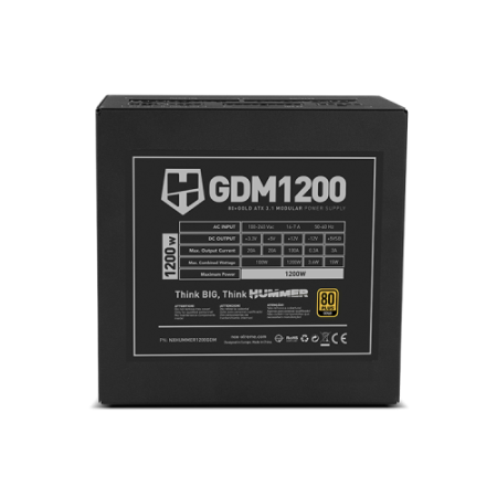 NOX Hummer GDM 1200W GOLD unidad de fuente de alimentación 20+4 pin ATX ATX Negro