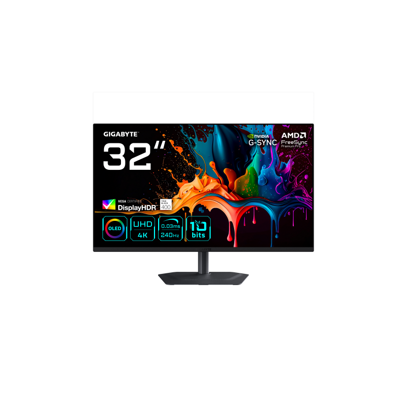 MONITOR GIGABYTE 32″ MO32U2,3840X2160 (OLED UHD),0.18PP,1000:0,03MS,165HZ,2HDMI+1DP+3USB3.2+USB TYPE C,ALTAVOCES