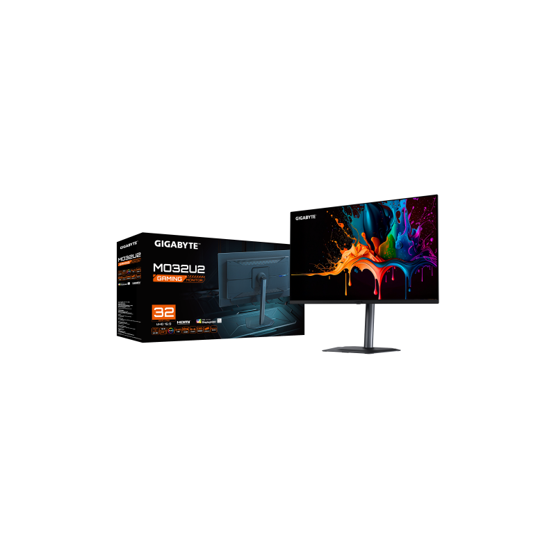 MONITOR GIGABYTE 32″ MO32U2,3840X2160 (OLED UHD),0.18PP,1000:0,03MS,165HZ,2HDMI+1DP+3USB3.2+USB TYPE C,ALTAVOCES