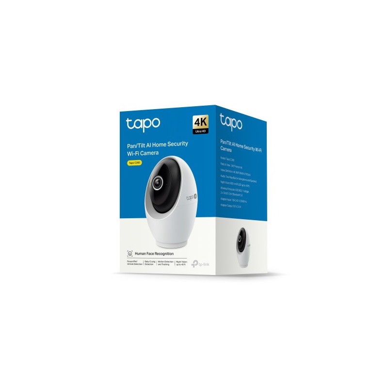 TP-LINK TAPO C260 PAN/TILT AI HOME SECURITY WI-FI CAMERA SPEC: 4K 8MP (3840×2160), 2.4G/5GHZ, HORIZONTAL 360º FEATURE: FACE RECO
