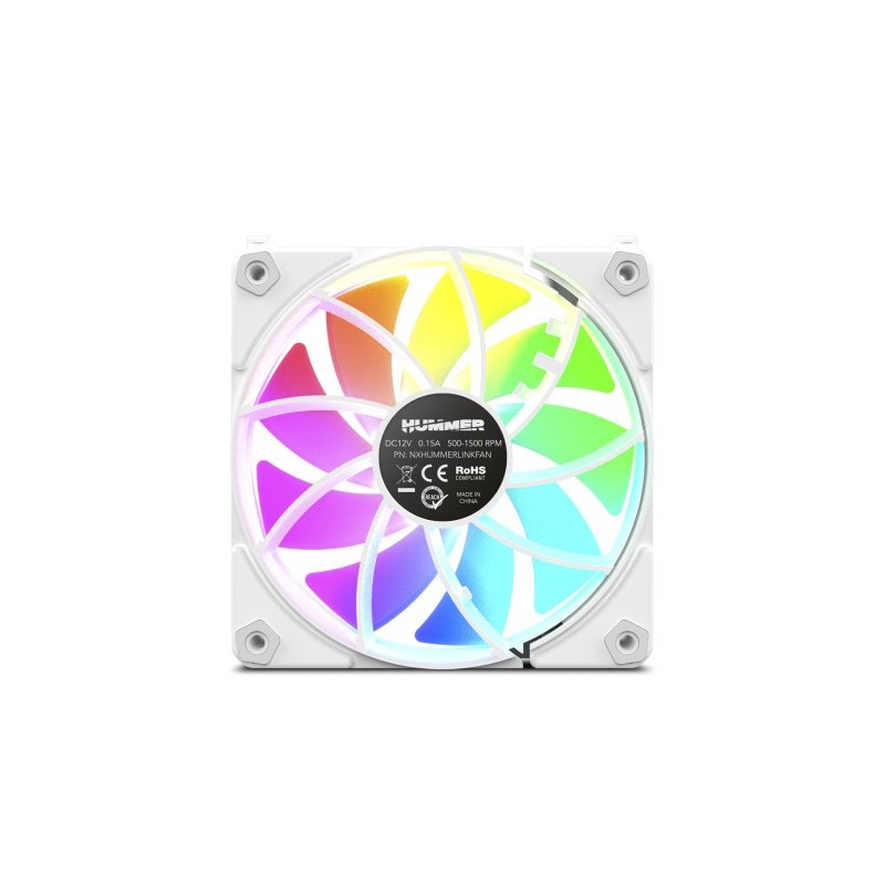 NOX Hummer NXHUMMERELINKWH sistema de refrigeración para ordenador Carcasa del ordenador Ventilador 12 cm Blanco 1 pieza(s)