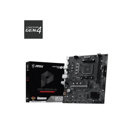 PLACA MSI PRO B550M-B,AMD,AM4,B550,2DDR4,64GB,HDMI+DP,GBLAN,4SATA3+2M.2,7USB3.2,MATX