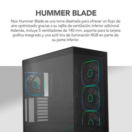 NOX Hummer BLADE, Semitorre ATX, ARGB, Ultra Airflow, Negro