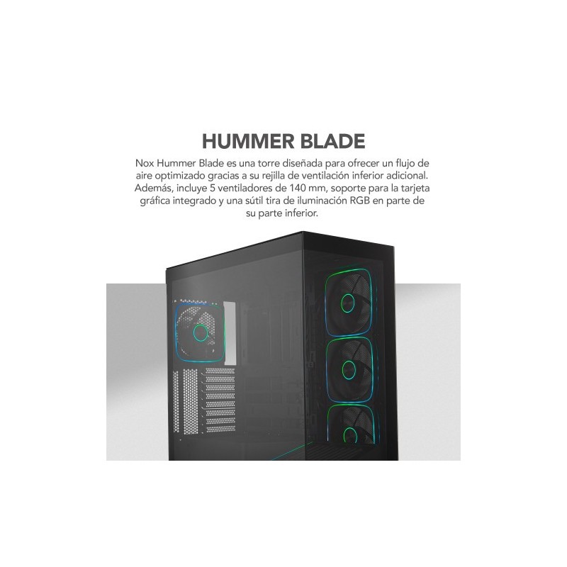 NOX Hummer BLADE, Semitorre ATX, ARGB, Ultra Airflow, Negro