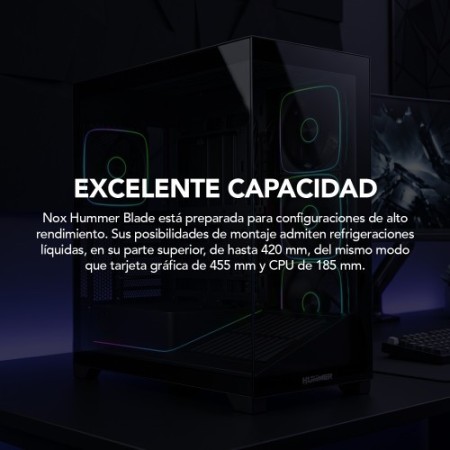 NOX Hummer BLADE, Semitorre ATX, ARGB, Ultra Airflow, Negro