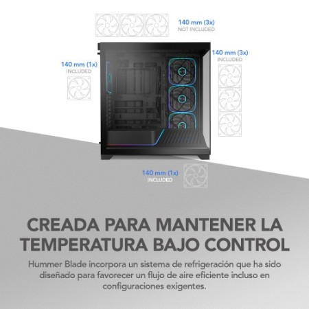 NOX Hummer BLADE, Semitorre ATX, ARGB, Ultra Airflow, Negro