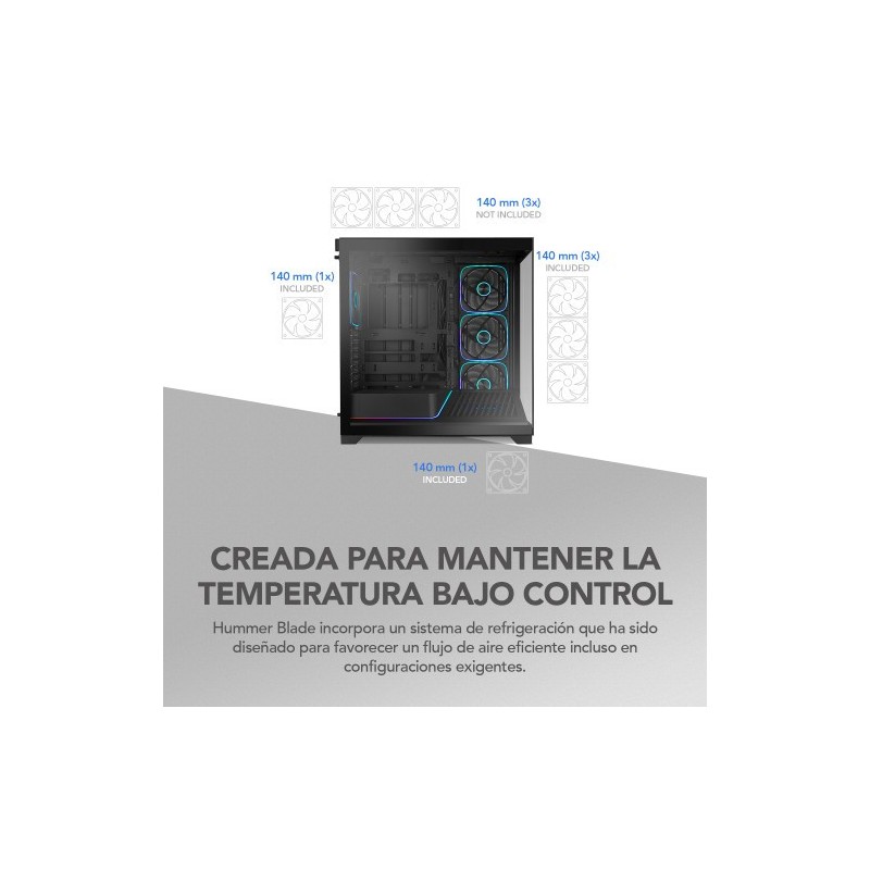 NOX Hummer BLADE, Semitorre ATX, ARGB, Ultra Airflow, Negro