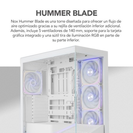 NOX Hummer BLADE, Semitorre ATX, ARGB, Ultra Airflow, Blanco