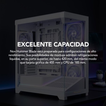 NOX Hummer BLADE, Semitorre ATX, ARGB, Ultra Airflow, Blanco
