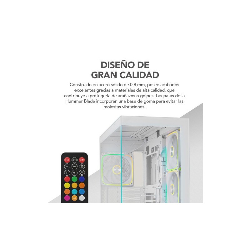 NOX Hummer BLADE, Semitorre ATX, ARGB, Ultra Airflow, Blanco
