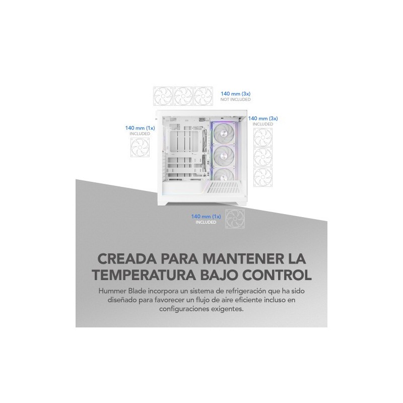 NOX Hummer BLADE, Semitorre ATX, ARGB, Ultra Airflow, Blanco