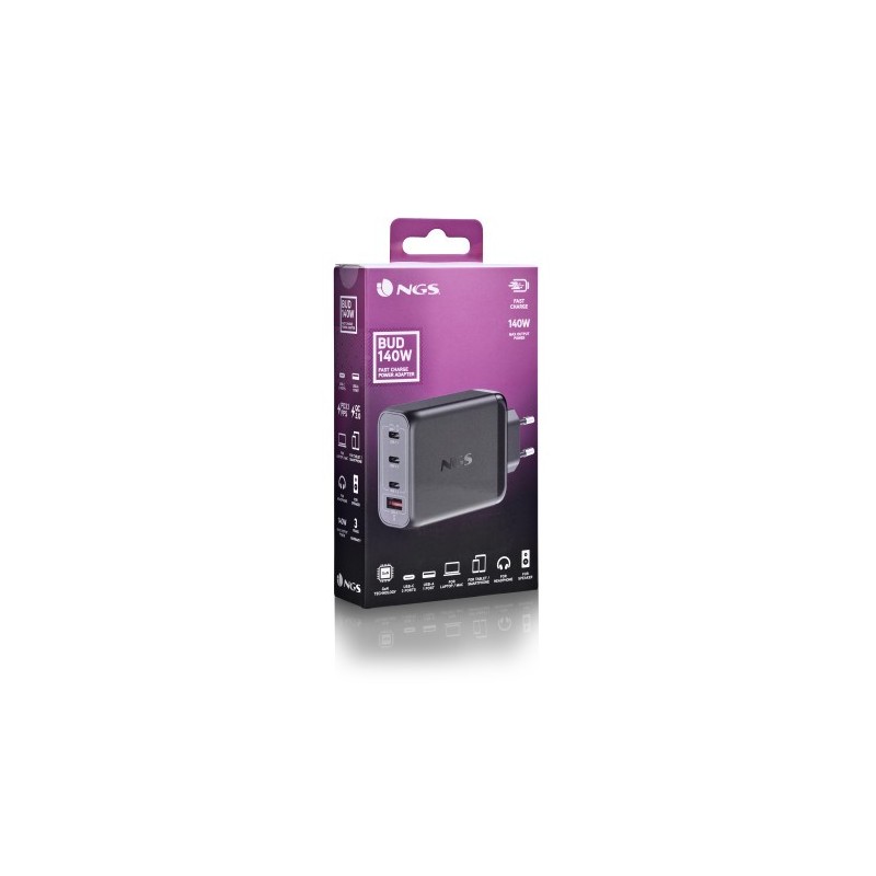 NGS BUD 140W Universal Negro Corriente alterna Carga rápida Interior