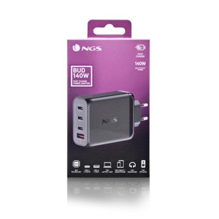 NGS BUD 140W Universal Negro Corriente alterna Carga rápida Interior