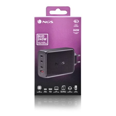 NGS BUD 240W Universal Negro Corriente alterna Carga rápida Interior