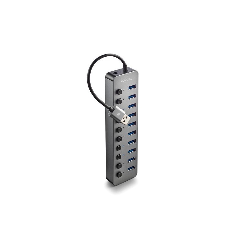 NGS IHUB 10 USB 3.2 Gen 1 (3.1 Gen 1) Type-A 5000 Mbit/s Negro